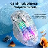 LANGTU G4 Tri-Mode Wired / Wireless Transparent RGB Gaming Mouse