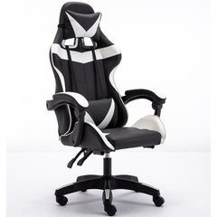 Gaming Office Chair with Headrest Footrest Back Support White