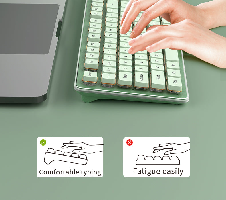LANGTU LT600 Quiet Work Wireless Keyboard Mouse Combo Black Ice Blue