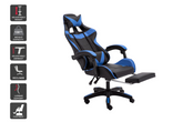 Gaming Office Chair with Headrest Footrest Back Support Blue