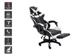 Gaming Office Chair with Headrest Footrest Back Support White