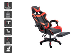Gaming Office Chair with Headrest Footrest Back Support Red
