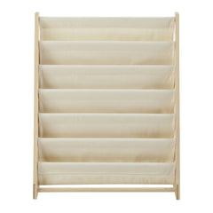 Nursery Pine Wood Kids Bookshelf with Canvas Shelves