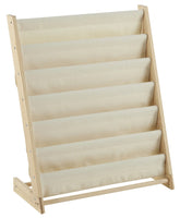 Nursery Pine Wood Bookshelf with Canvas Shelves