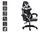 Gaming Office Chair with Headrest Footrest Back Support White