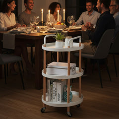3 Tier Food Storage Kitchen Beverage Trolley White