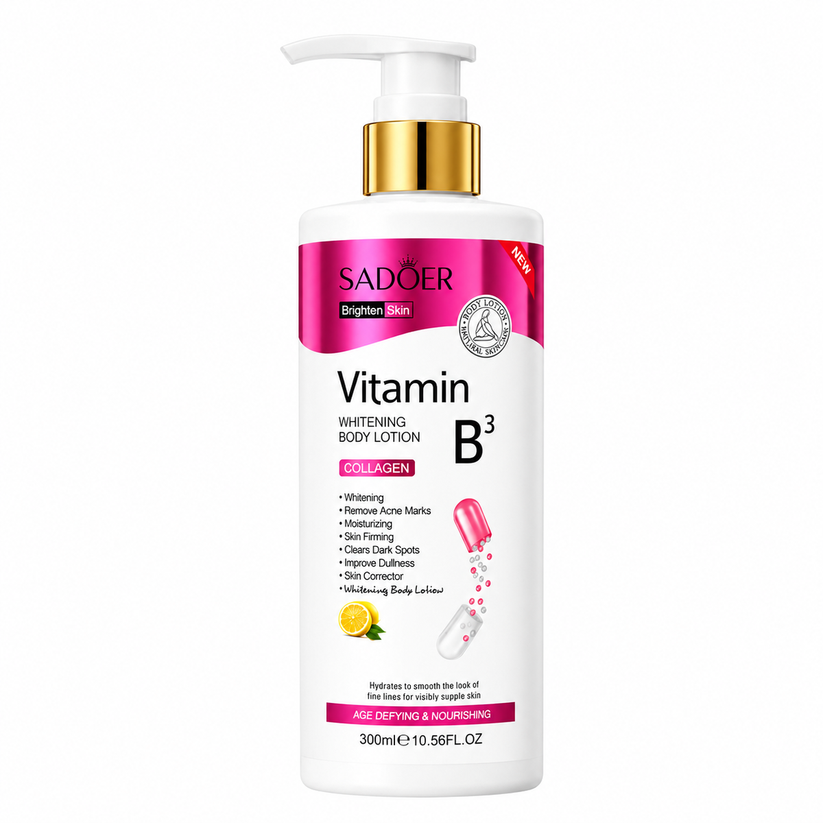 SADOER Vitamin B3 Brightening Body Lotion with Collagen – 300ml
