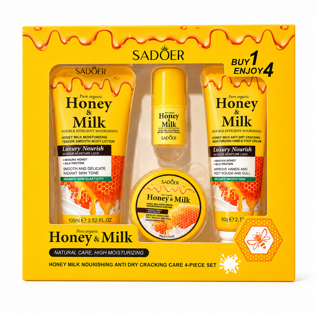 SADOER Honey & Milk Nourishing Care 4-Piece Gift Set