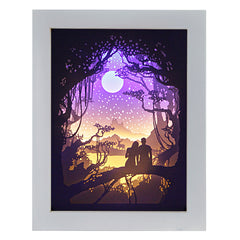 Papercut Light Box (Moon Lover) Wooden Frame