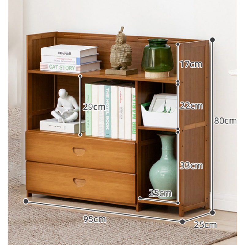 Bamboo 3 Tier Minimalist Storage Shelf with Drawers