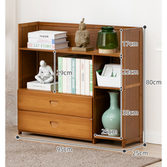Bamboo 3 Tier Minimalist Storage Shelf with Drawers