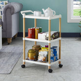 3 Tier Kitchen Trolley Storage Organiser with Handle White