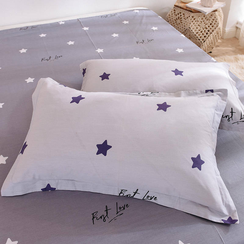 3pcs Cotton Duvet Cover Set Star Light Purple