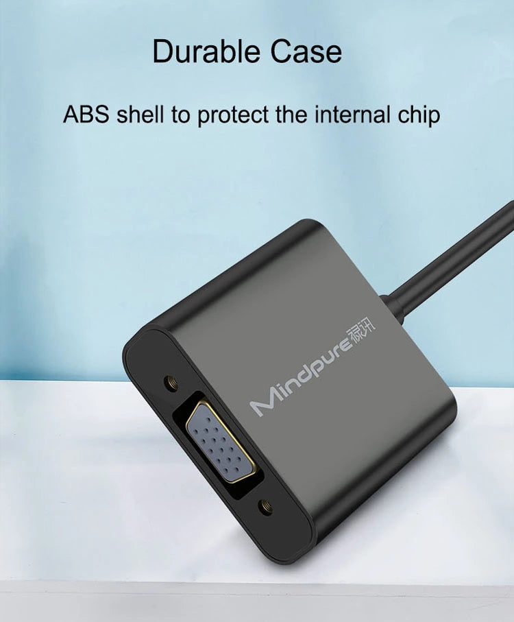 Mindpure AD012 HDMI to VGA Adapter with Audio - 1080p, Black