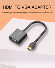 Mindpure AD012 HDMI to VGA Adapter with Audio - 1080p, Black