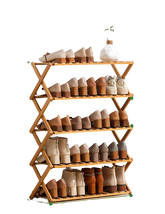 5 Tier Bamboo Foldable Shoe Rack Organiser 78x70cm