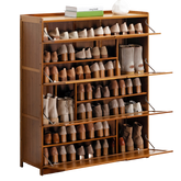 7 Tier Bamboo Shoe Rack Cabinet with Flip Doors 115x100cm