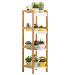 Bamboo Flower Planter Storage Rack Shelves Shelf Organiser