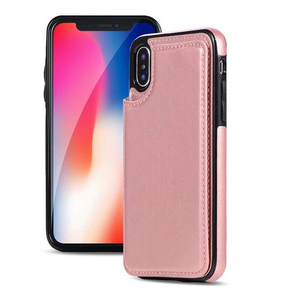 PU Leather Wallet Case with Card Pockets Back Flip Cover for iPhone X/XS