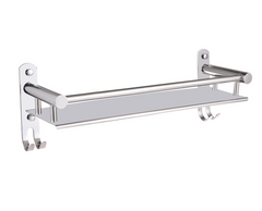 Stainless Steel Glass Bathroom Shelf with Hook 50cm