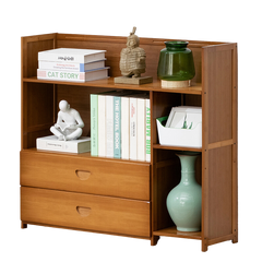 Bamboo 3 Tier Minimalist Storage Shelf with Drawers
