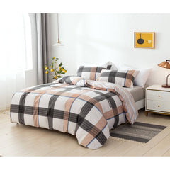 3pcs Microfiber Duvet Cover Set Buffalo Plaid