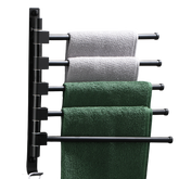 5 Arm Wall Mounted Aluminium Swivel Towel Rail - Matt Black