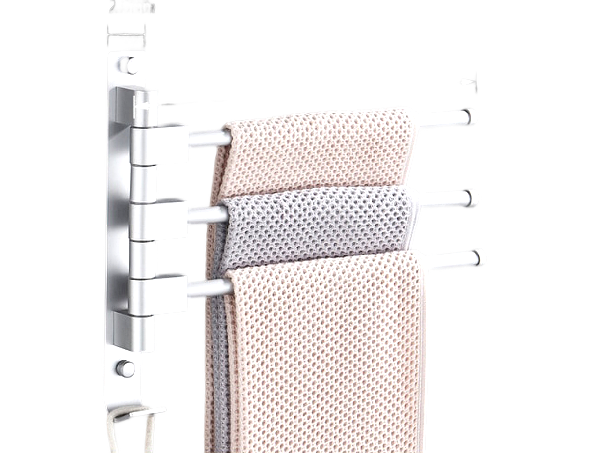 3 Arm Wall Mounted Aluminium Swivel Towel Rail