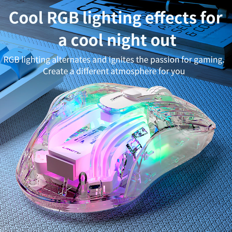 LANGTU G4 Tri-Mode Wired / Wireless Transparent RGB Gaming Mouse