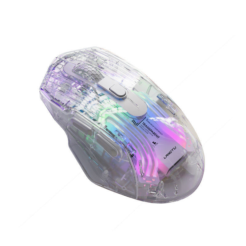 LANGTU G4 Tri-Mode Wired / Wireless Transparent RGB Gaming Mouse