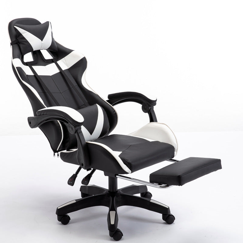 Gaming Office Chair with Headrest Footrest Back Support White