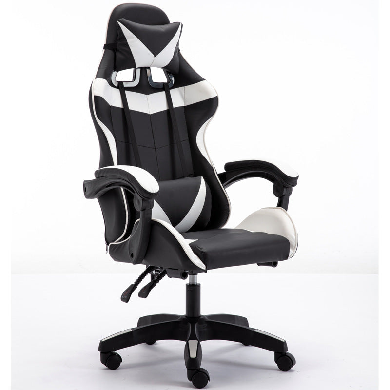 Gaming Chair with Headrest and Lumbar Support - Black & White