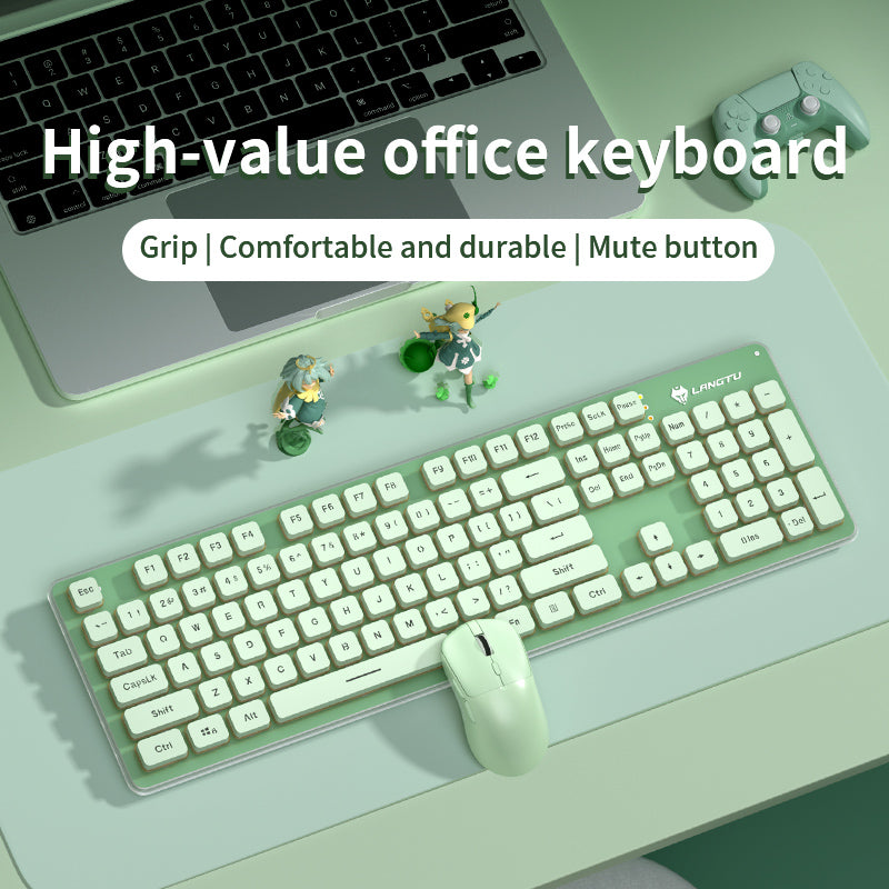 LANGTU LT600 Quiet Work Wireless Keyboard Mouse Combo Olive Green