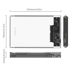 ORICO 2.5 inch Transparent Type-C Hard Drive Enclosure (2139C3)