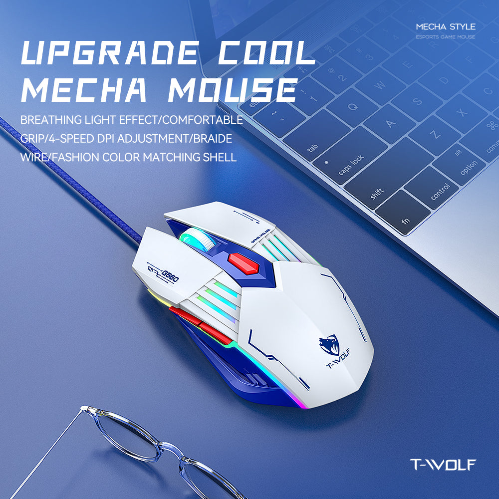 T-WOLF G560 Wires Gaming Mouse with RGB Lighting