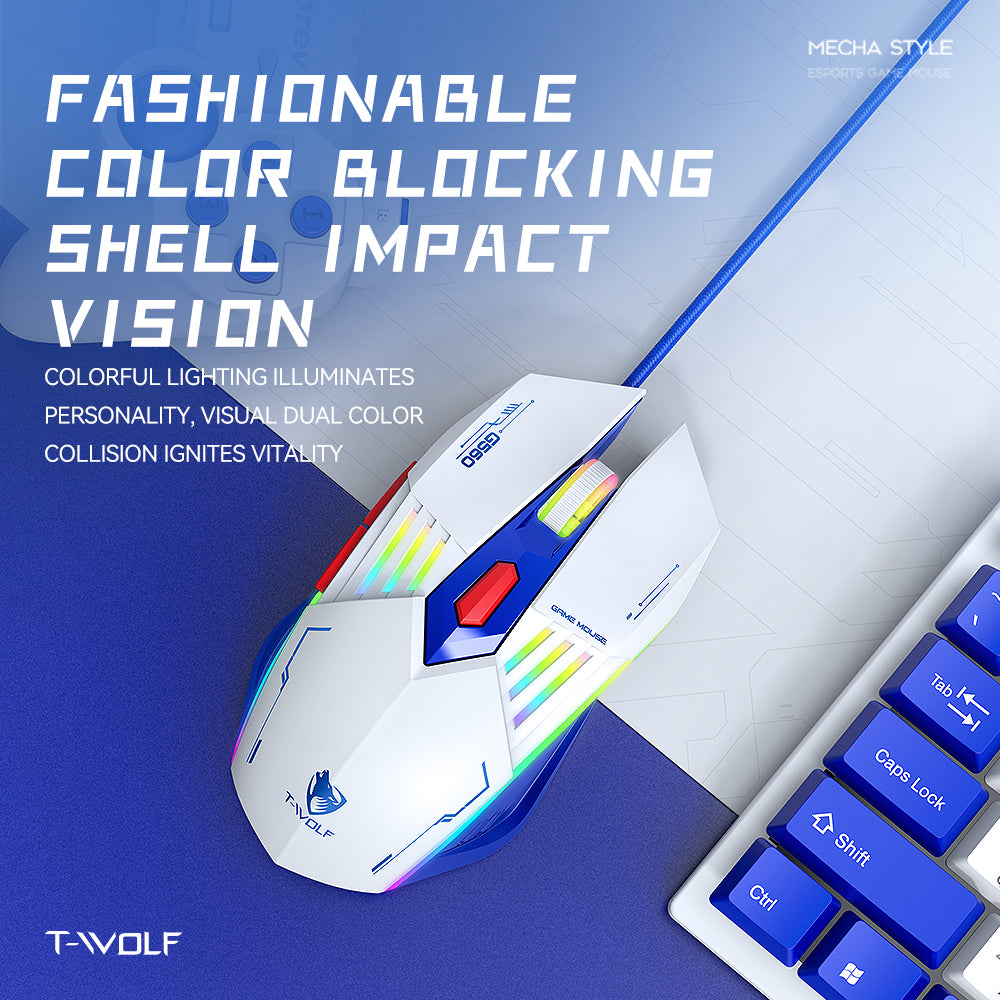 T-WOLF G560 Wires Gaming Mouse with RGB Lighting