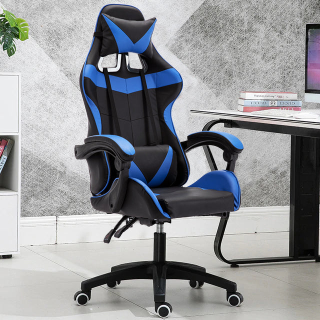 Gaming Chair with Headrest and Lumbar Support - Black Blue