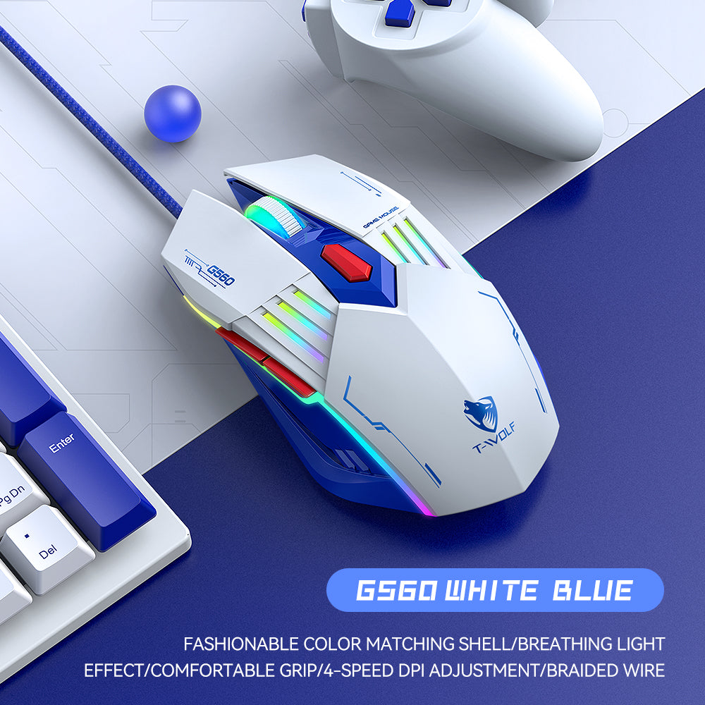 T-WOLF G560 Wires Gaming Mouse with RGB Lighting