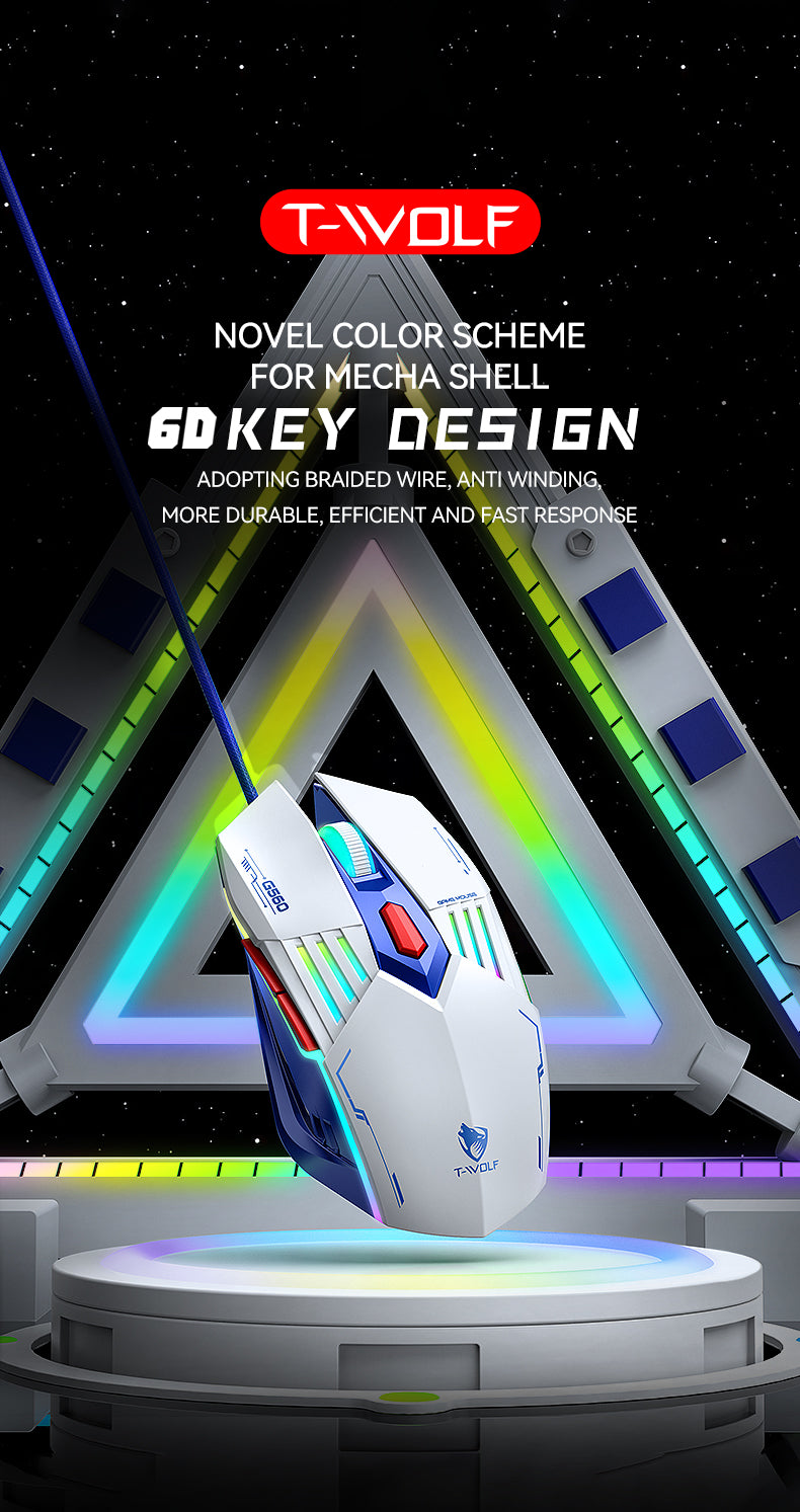 T-WOLF G560 Wires Gaming Mouse with RGB Lighting