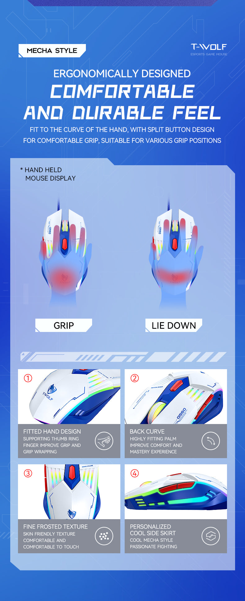 T-WOLF G560 Gaming Mouse with RGB Lighting