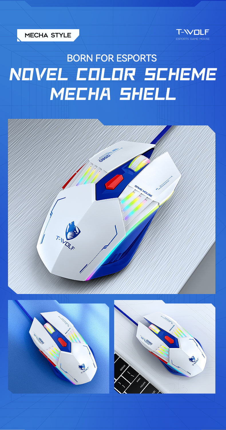 T-WOLF G560 Wires Gaming Mouse with RGB Lighting