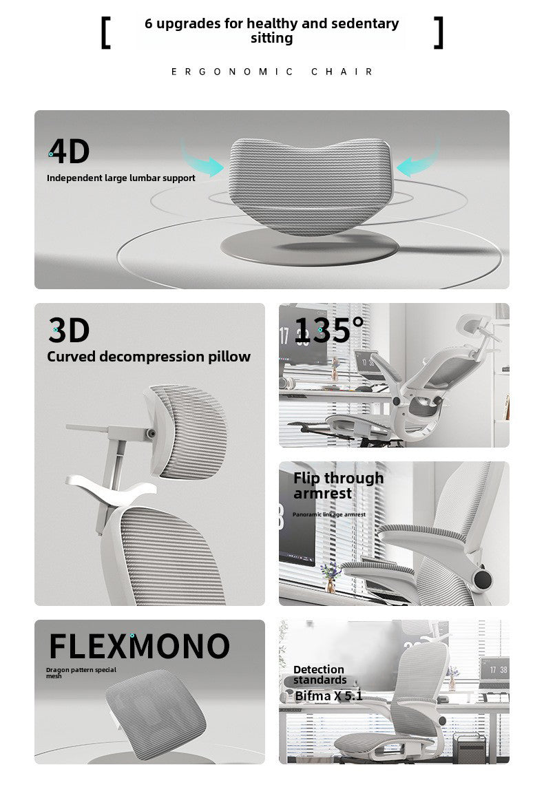 4D Adjustable Ergonomic Office Chair with foot support
