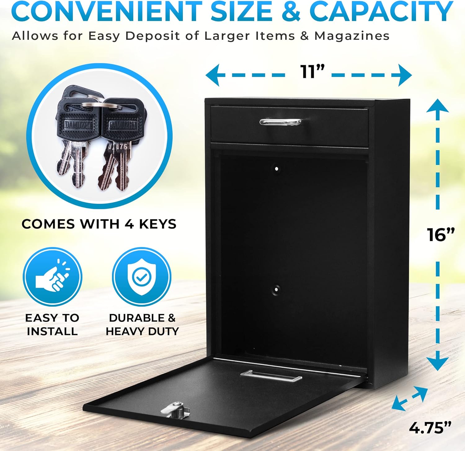 Wall Mounted Vertical Mailbox with Handle