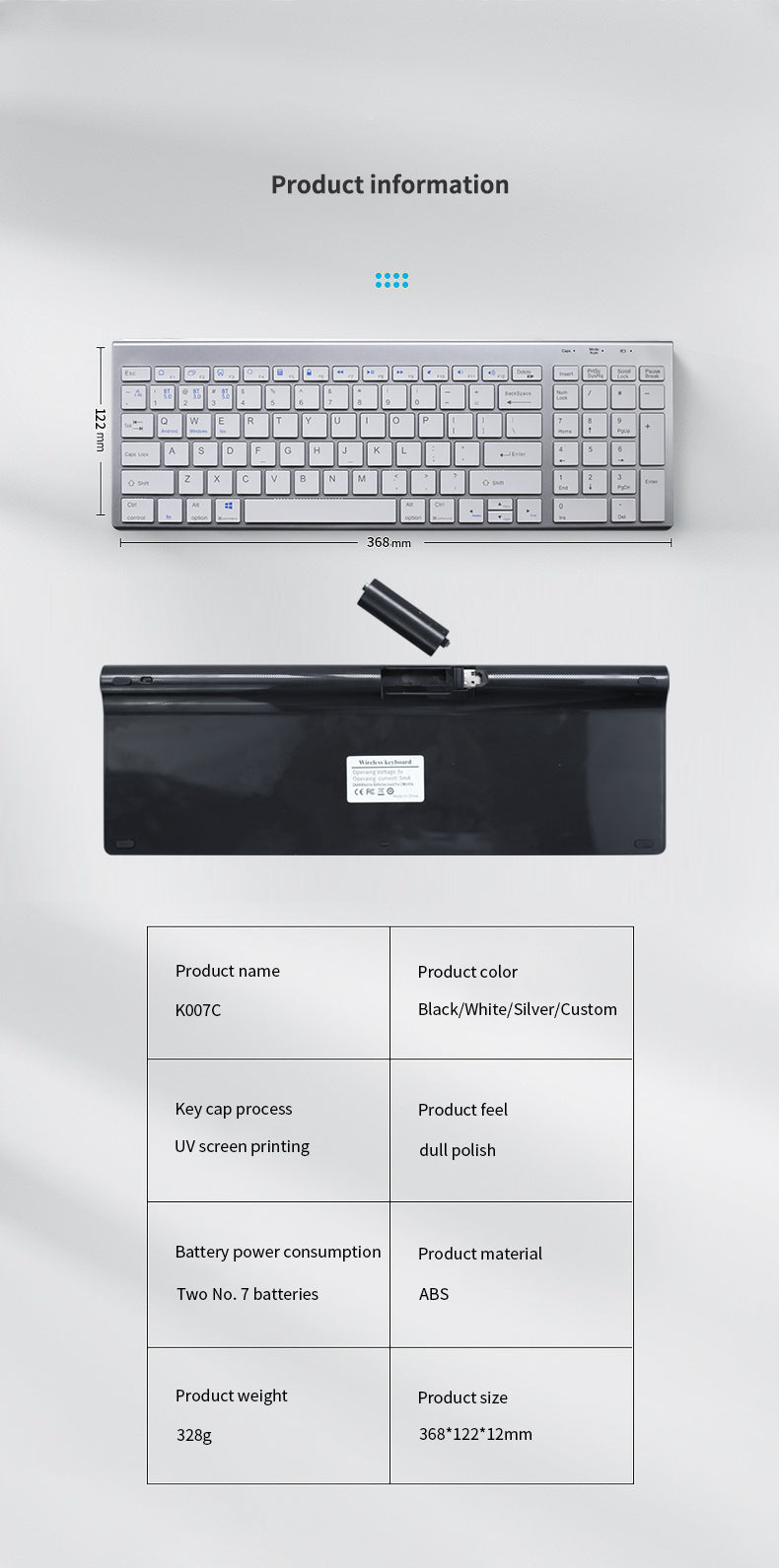 Silent Portable Bluetooth Multi-Device Keyboard Space Grey New
