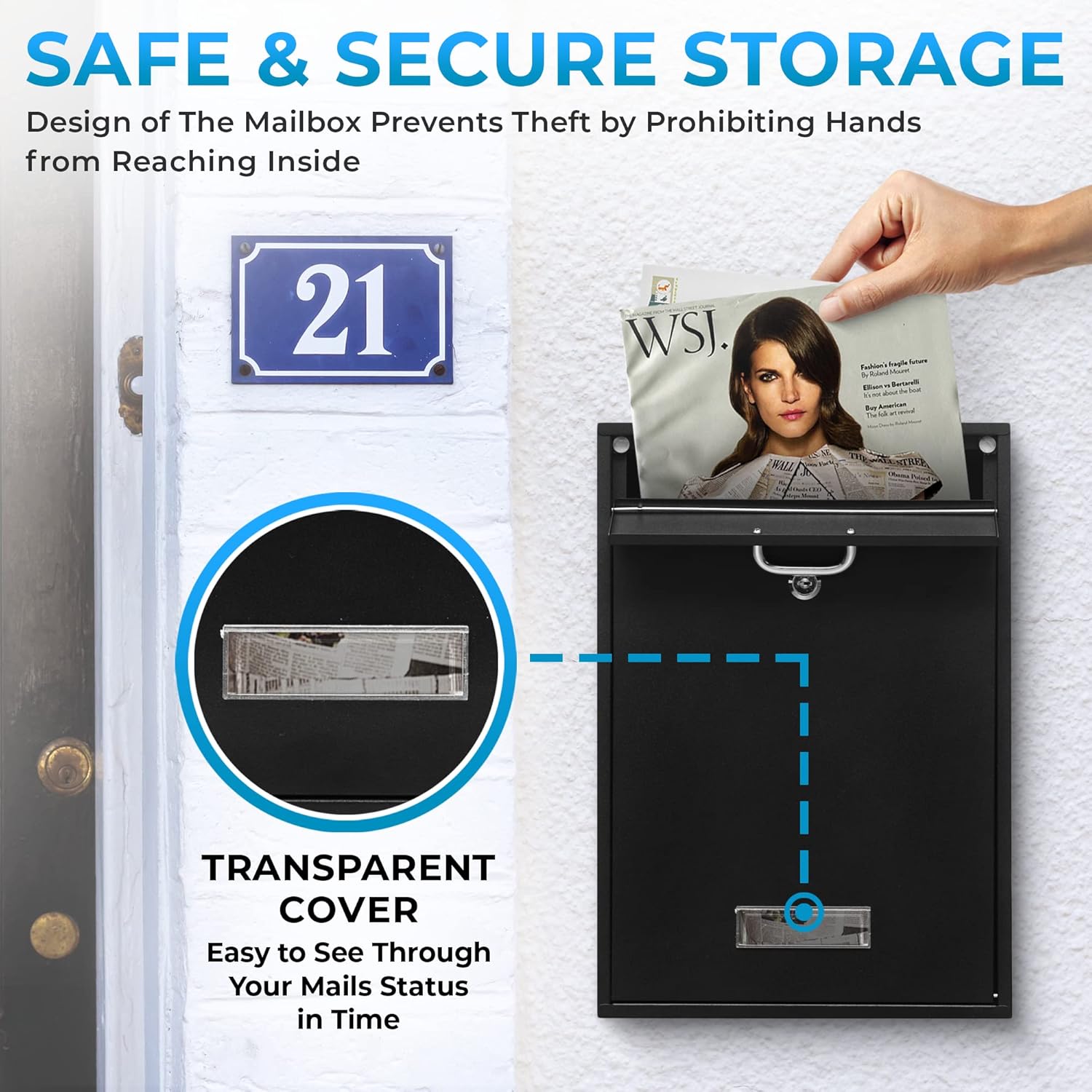Wall Mounted Vertical Mailbox with Handle