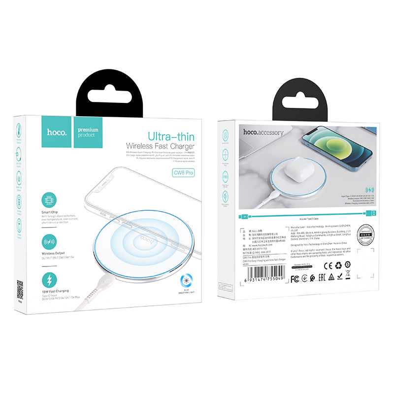 hoco. Ultra thin Wireless Fast Charger CW6 Pro