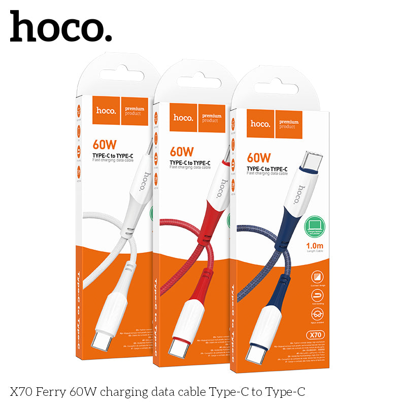 Hoco X70 USB-C to USB-C 60W Charging Cable - White