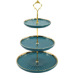 3 Tier Ceramic High Tea Cake Dessert Stand-Green