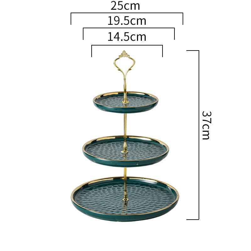 3 Tier Ceramic High Tea Cake Dessert Stand-Green