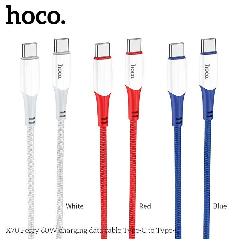 hoco. X70 Type-C to Type-C Vanco 60W Charging Cable White